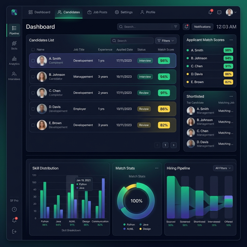 RecruitFlow AI Dashboard Preview